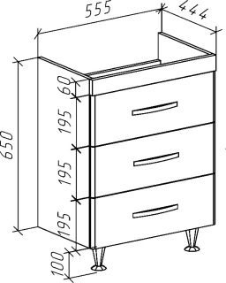 Тумба под раковину Bellezza Рокко 60см чёрный 00000010155